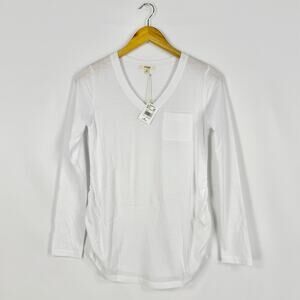 Splendid Maternity Women’s Stretch Pocket Long Sleeve Ruched Tee XS White